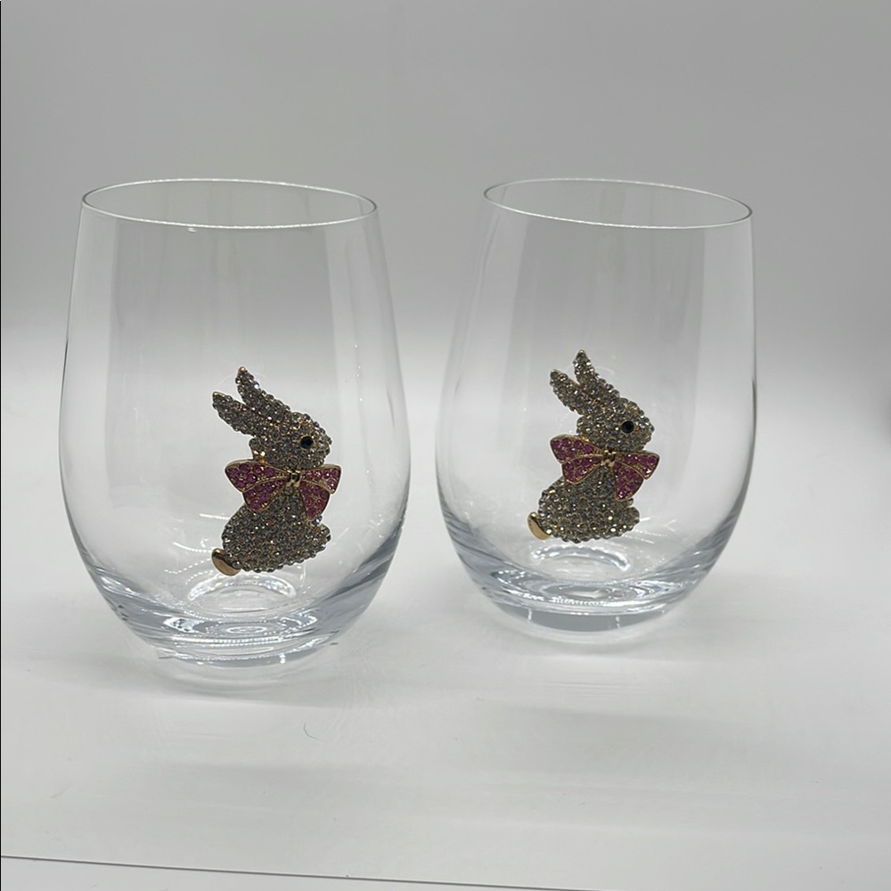 NWT Crystal Bunny Wine Glasses - Picture 2 of 5
